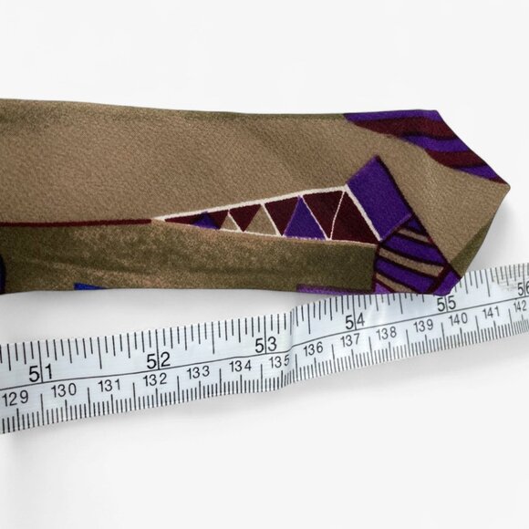 Albert Nipon Silk Tie Abstract Cubist Art Vintage Office Business Formal - Picture 6 of 6